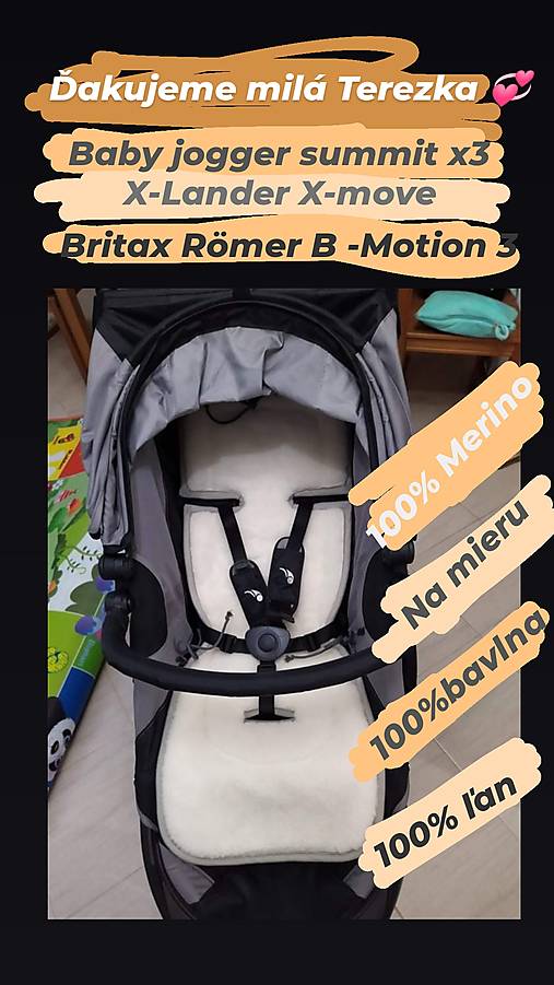 Detský textil - Vlnienka Podložka do kočíka Baby jogger summit x3  100% ovčie rúno MERINO TOP SUPER WASH  Natural na mieru - 13560231_