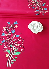 Úžitkový textil - Maľovaný stredový obrus -  tmavo ružová,  147 x 41,5 cm - 13560931_
