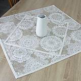 Úžitkový textil - REBEKA - biele mandaly na béžovom melíre - obrus štvorec - 13560947_