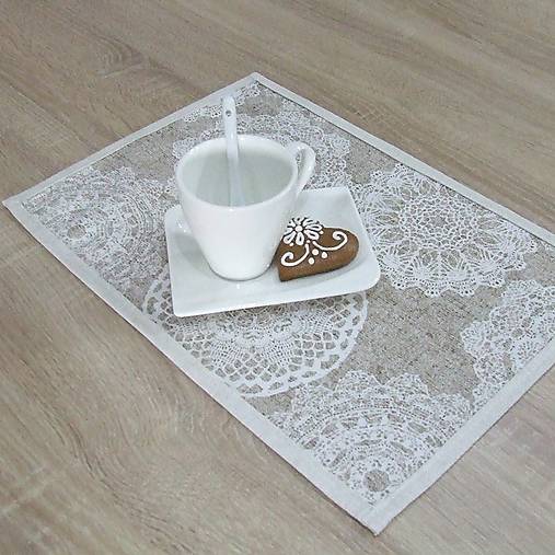 Úžitkový textil - REBEKA - biele mandaly na béžovom melíre - textilné prestieranie 28x40 - 13561180_
