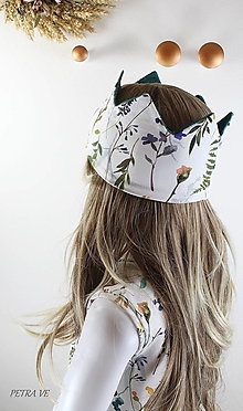 Detské čiapky - Korunka lúčne kvety - detská široká čelenka - 13561272_