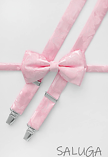 Pánske doplnky - Luxusný pánsky motýlik a traky  - ružový - vzorovaný - svadobný - 13562237_