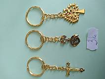 Kľúčenky - Kľúčenka zlatá (perličky s lístkami) - 13563409_