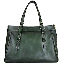 Kabelky - Kožená kabelka ručne tieňovaná v tmavo zelenej farbe - 13562084_