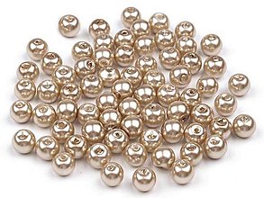 Korálky - voskované perly 4 mm 60kusov (Béžová) - 13562353_