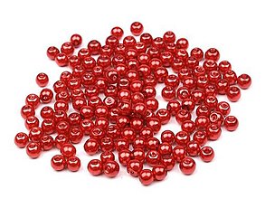 Korálky - voskované perly 4 mm 60kusov (Červená) - 13562395_