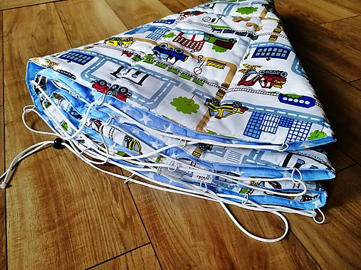 Detský textil - Detská podložka na hranie Autodráha - vak na hračky - 13567102_