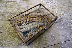 Prstene - Sklená krabička na obrúčky  (Bronz väčšia 12x8x5cm) - 13564377_