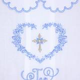 Detské oblečenie - Modrá košieľka na krst s krásnym ornamentovým srdiečkom a krížikom - 13565882_