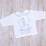 Detské oblečenie - Vyšívaná košieľka na krst "Sivo-modrý anjelik s ružičkami" (Košieľka) - 13567032_