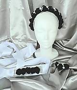 Ozdoby do vlasov - Čierny kvetinový set so strieborným detailom, čelenka, opasok a náramok - 13565426_