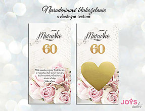 Papiernictvo - Stieracie blahoželanie s ružami k 60-tke, 50-tke, 70-tke, 80-tke... - 13567572_