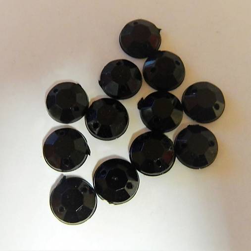10mm našívacie kamienky kruh plochý povrch 8hran (Čierna)