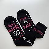 Ponožky, pančuchy, obuv - Maľované ponožky s nápisom: "Všetko najlepšie (Čierne s nápisom v kombinácii biela a ružová a menom nad členkom) - 13565110_