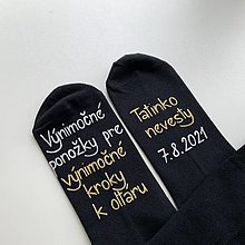 Ponožky, pančuchy, obuv - Maľované ponožky pre ocka nevesty (Čierne) - 13565101_