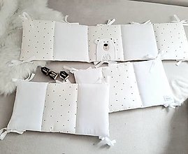 Detský textil - Mantinel SIMPLE s mackom len z panelov biela/bodky240x30cm - 13569272_