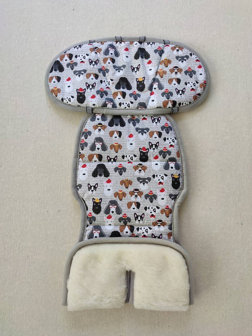 Detský textil - VLNIENKA Podložka do autosedačky britax romer king 2 9-18 kg 100% Merino proti poteniu a prechladnutiu Psíčkovia šedí - 13569082_