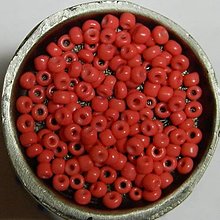 Korálky - Rokajl okrúhly 3mm (červeno-oranžový nepriehľadný) - 13570195_