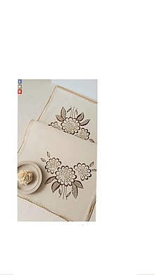 Úžitkový textil - Prestieranie hnedé kvety, 39 x 75 cm, vyšívané - 13570369_