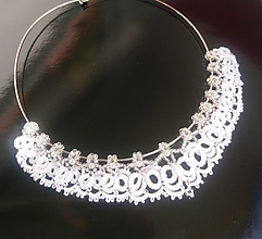 Náhrdelníky - Frivolitkový náhrdelník - 13571751_