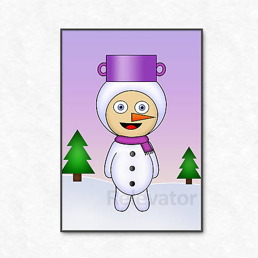 Vianočná grafika detské kostýmy - snehuliak (zimná krajinka)