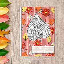 Papiernictvo - Zápisníky Farebná jeseň (posledné kvety – list srdiečkový) - 13571755_