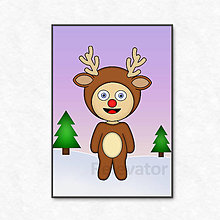 Grafika - Vianočná grafika detské kostýmy - sob (zimná krajinka) - 13572276_