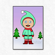 Grafika - Vianočná grafika detské kostýmy - vianočný škriatok (zimná krajinka) - 13572290_