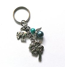 Kľúčenky - Kľúčenka "štvorlístok" s anjelikom (tyrkys) - 13575147_