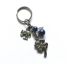 Kľúčenky - Kľúčenka "štvorlístok" s anjelikom (modrá) - 13575149_