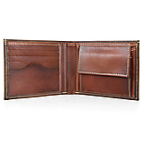 Pánske tašky - Pánska elegantná peňaženka z pravej kože v Cigaro farbe, ručne tamponovaná - 13575370_