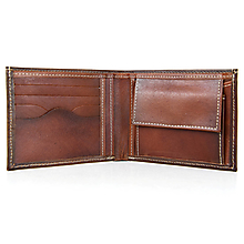 Pánske tašky - Pánska elegantná peňaženka z pravej kože v Cigaro farbe, ručne tamponovaná - 13575370_
