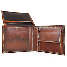 Pánske tašky - Praktická peňaženka z pravej kože v Cigaro farbe, ručne tieňovaná - 13575384_