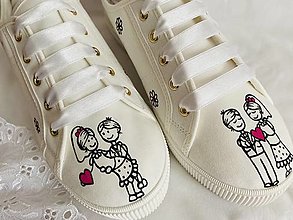 Ponožky, pančuchy, obuv - Maľované svadobné plátenky - 13579422_
