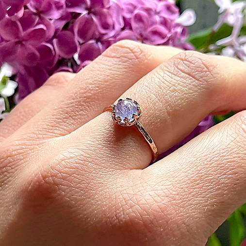 Natural Tanzanite Ag925 Silver Rose Gold Plated Ring  / Strieborný prsteň s prírodným tanzanitom