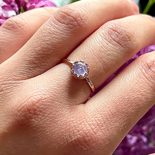 Natural Tanzanite Ag925 Silver Rose Gold Plated Ring  / Strieborný prsteň s prírodným tanzanitom