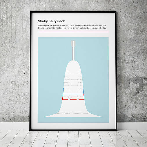 Grafika - SKOKY NA LYŽIACH, minimalistický print  - 13585794_