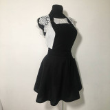 Iné oblečenie - čierna bavlnená zástera s kruhovou sukňou (Čierna) - 13589240_