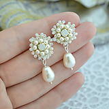 Náušnice - Vintage perlové náušnice (Ag925) (Ivory + White opal) - 13587651_