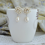 Náušnice - Vintage perlové náušnice (Ag925) (Ivory + White opal) - 13587655_