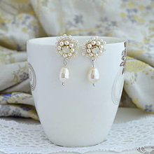 Náušnice - Vintage perlové náušnice (Ag925) (Ivory + White opal) - 13587654_
