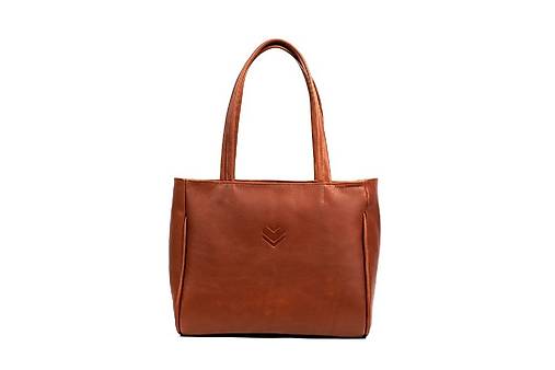 Veľké tašky - Kožená taška BIG SHOPPER B2 - oranžová - 13591947_