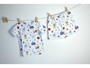 Detské oblečenie - Letné pyžamo z biobavlny - morský svet - 13590624_