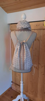 Batohy - BackPack/Batoh/Vak dvojvrstvový - drobná vzorka s čipkou - 13593682_