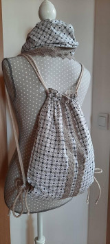 Batohy - BackPack/Batoh/Vak dvojvrstvový - drobná vzorka s čipkou - 13593683_