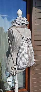 Batohy - BackPack/Batoh/Vak dvojvrstvový - drobná vzorka s čipkou - 13593685_