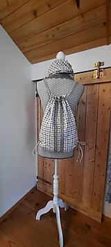 Batohy - BackPack/Batoh/Vak dvojvrstvový - drobná vzorka s čipkou - 13593686_