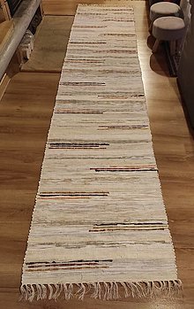 Úžitkový textil - Ručne tkaný koberec, pastel okrový - 13594559_