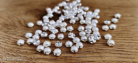 Galantéria - Ozdobné perličky našívacie - 7 mm - Biele - 13597875_