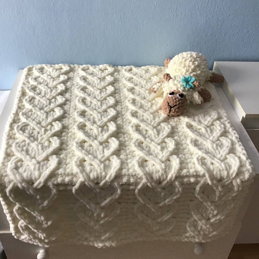 Detský textil - krémová ♥ deka : z  Alize Puffy č.62 - 13597124_